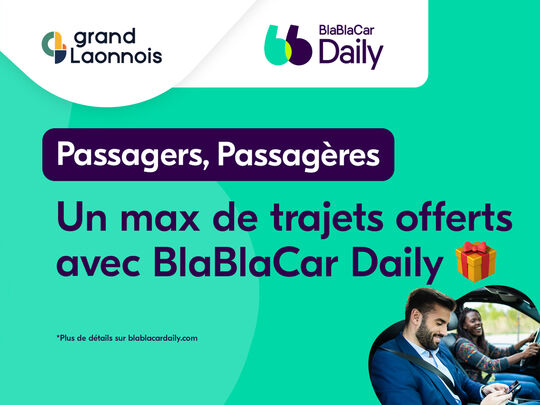 Blablacar Daily, des trajets offerts dans tout le grand Laonnois